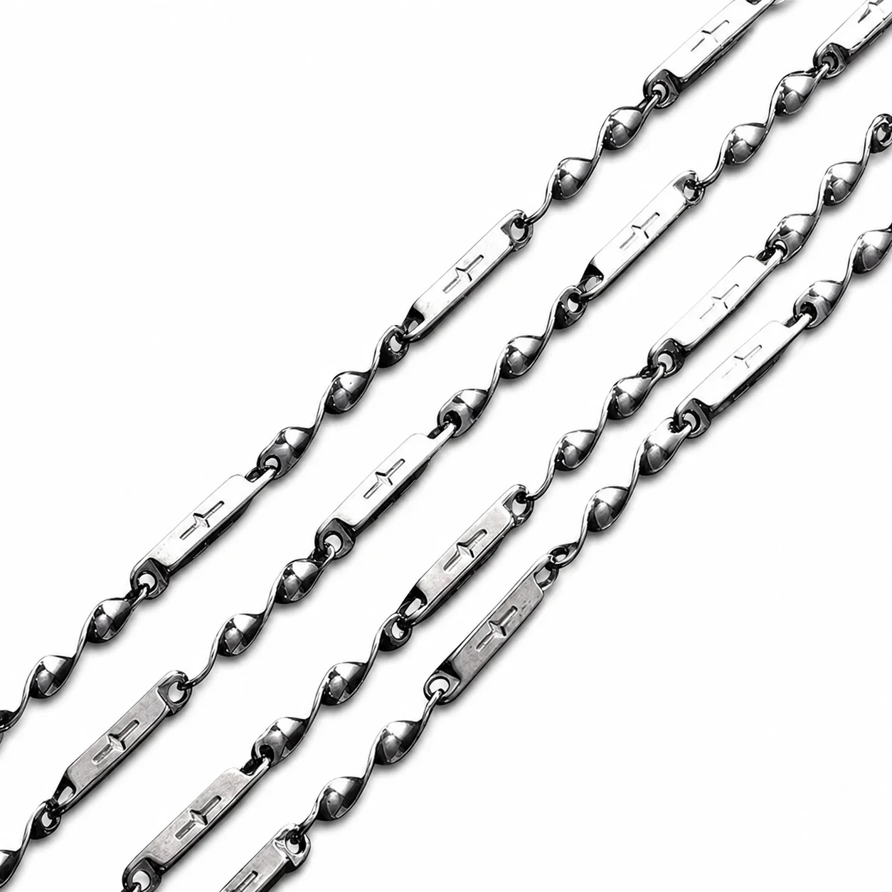 Sculptural Stainless Steel Mobius Link Chain Necklace