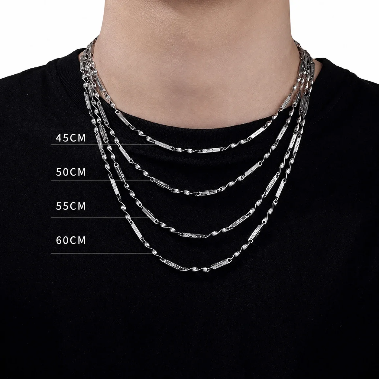Sculptural Stainless Steel Mobius Link Chain Necklace