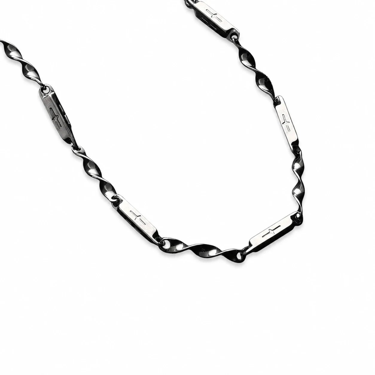 Sculptural Stainless Steel Mobius Link Chain Necklace - Mobius cm