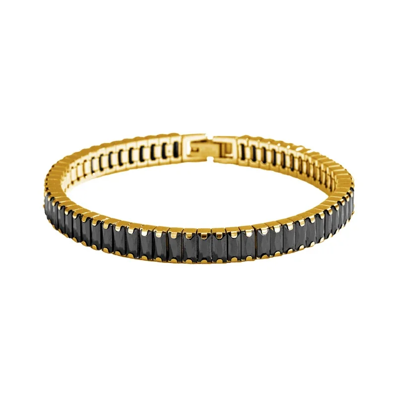 Sleek 316 Stainless Steel Black Baguette Tennis Bracelet