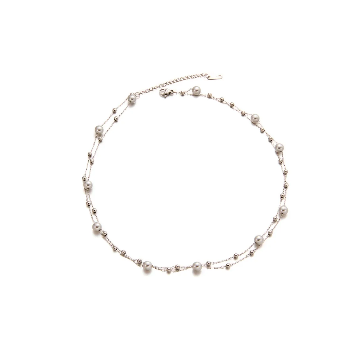 Delicate 316 Stainless Steel Grey Pearl Necklace