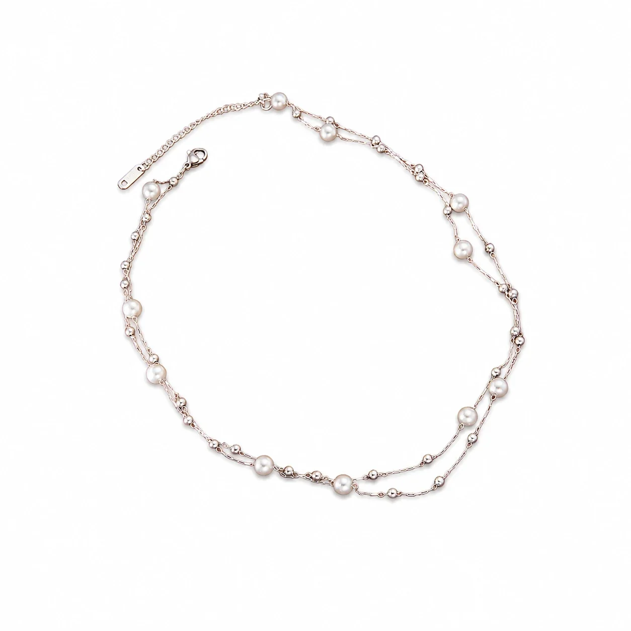 Delicate 316 Stainless Steel Grey Pearl Necklace