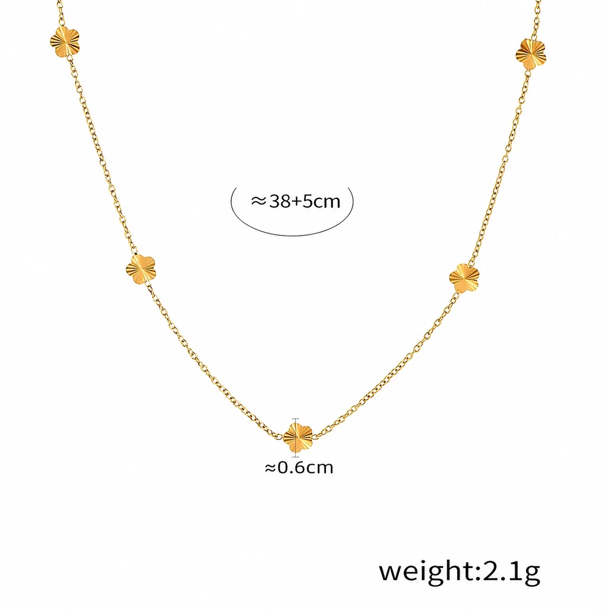 Delicate Stainless Steel Pavé Bow Cable Chain Jewelry Set - Gold Flower
