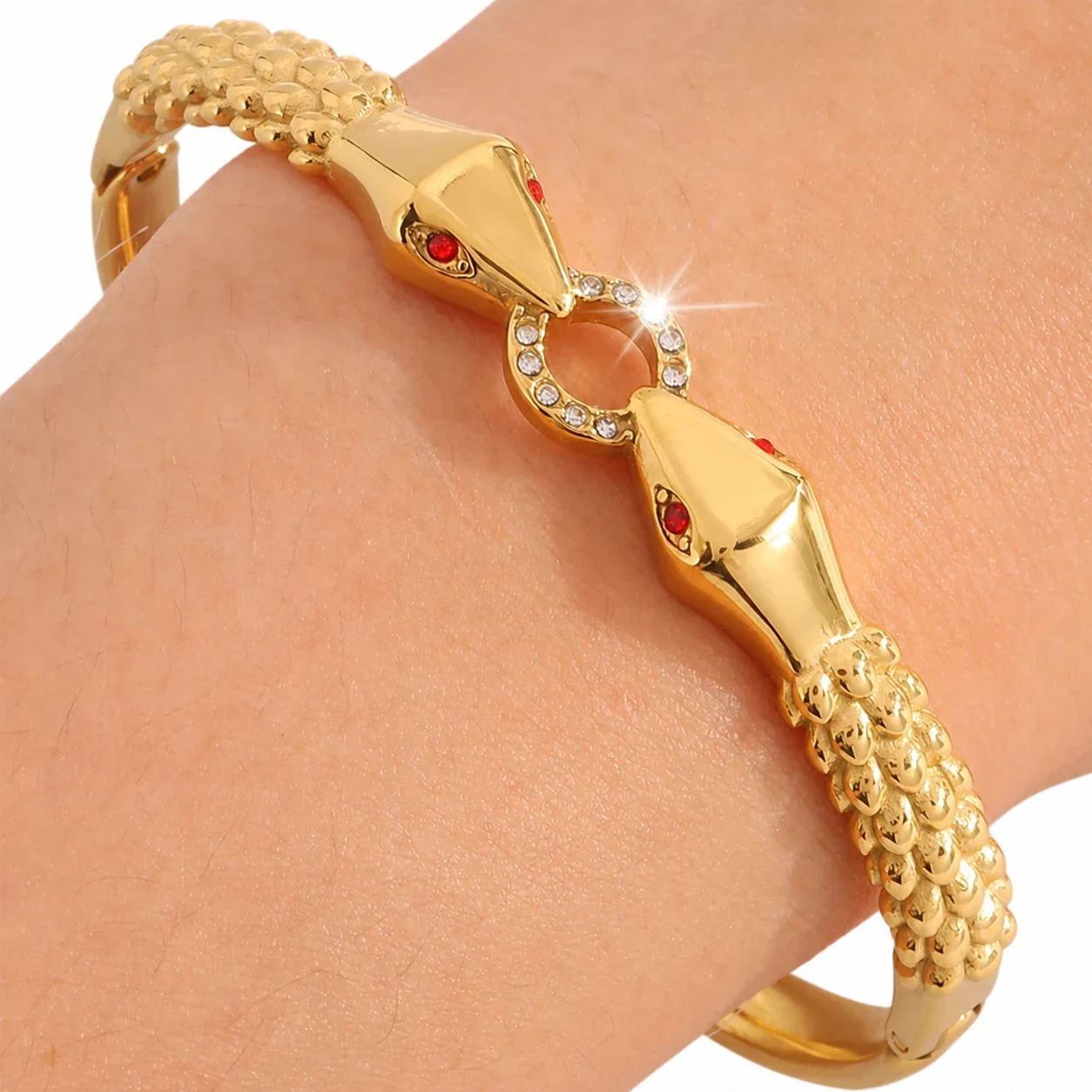 Serpentine Gold-Tone 316 Double Snake Bangle