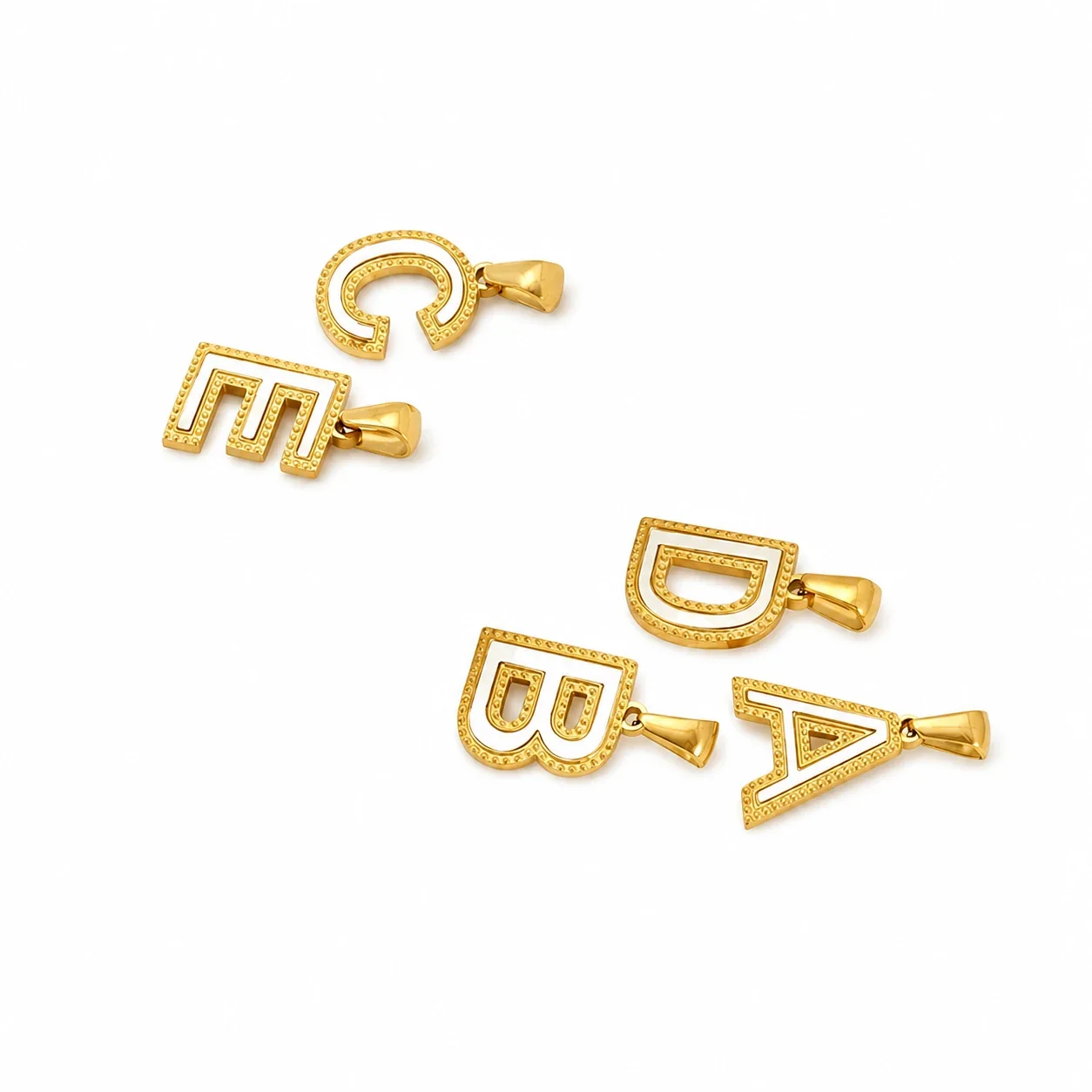 Bold Gold-Plated Stainless Steel Beaded Initial Pendant