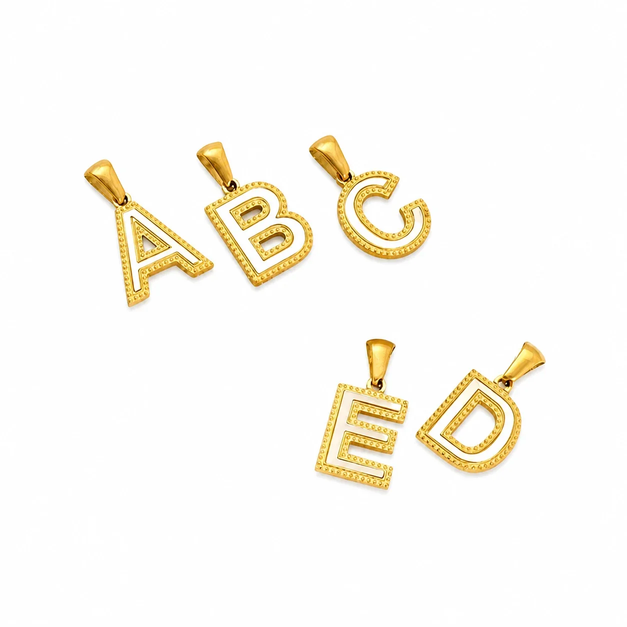 Bold Gold-Plated Stainless Steel Beaded Initial Pendant