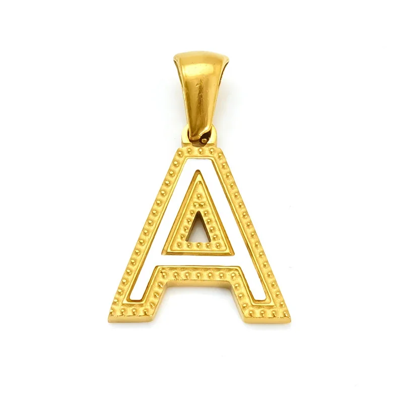 Bold Gold-Plated Stainless Steel Beaded Initial Pendant