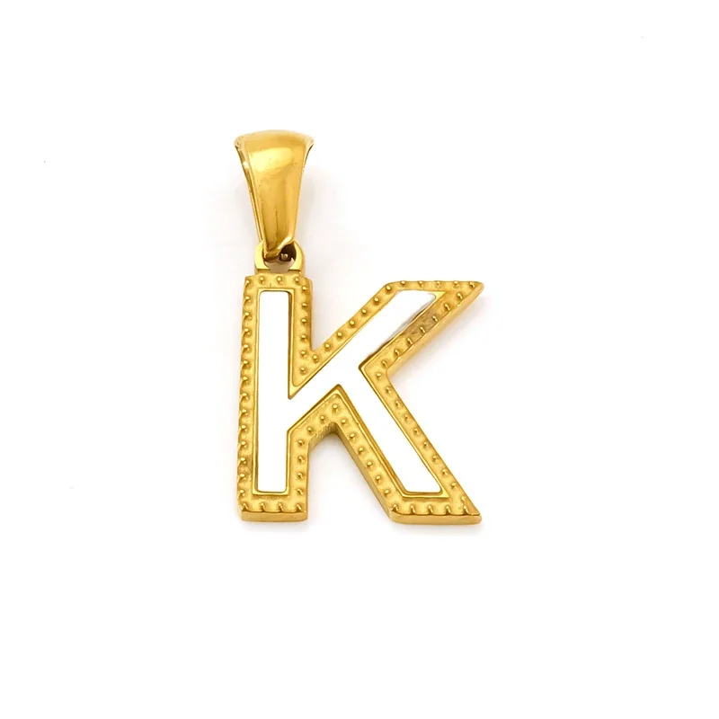Bold Gold-Plated Stainless Steel Beaded Initial Pendant - Gold K