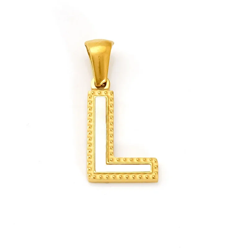 Bold Gold-Plated Stainless Steel Beaded Initial Pendant - Gold L