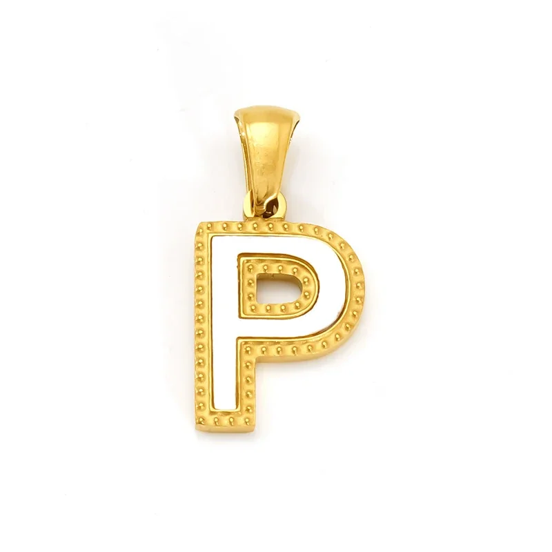 Bold Gold-Plated Stainless Steel Beaded Initial Pendant - Gold P