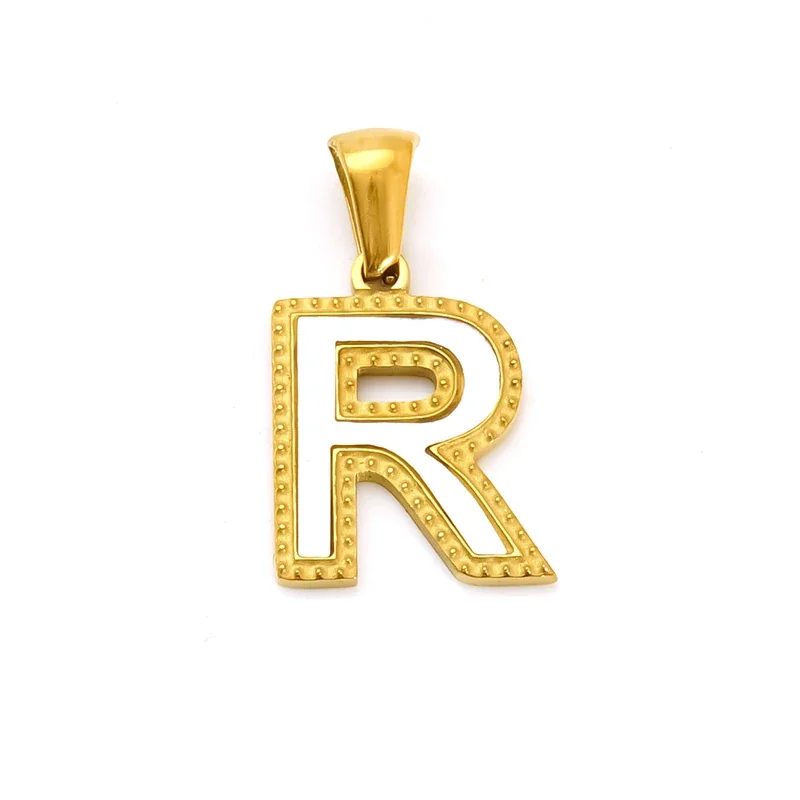 Bold Gold-Plated Stainless Steel Beaded Initial Pendant - Gold R