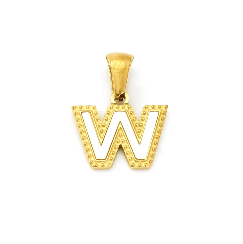 Bold Gold-Plated Stainless Steel Beaded Initial Pendant - Gold W