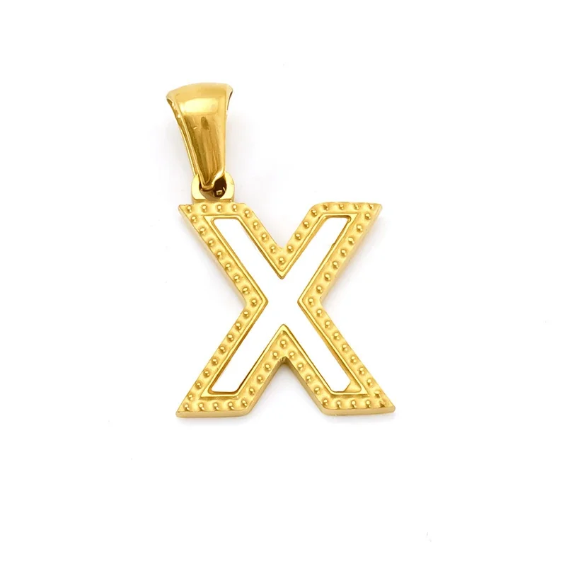 Bold Gold-Plated Stainless Steel Beaded Initial Pendant - Gold X