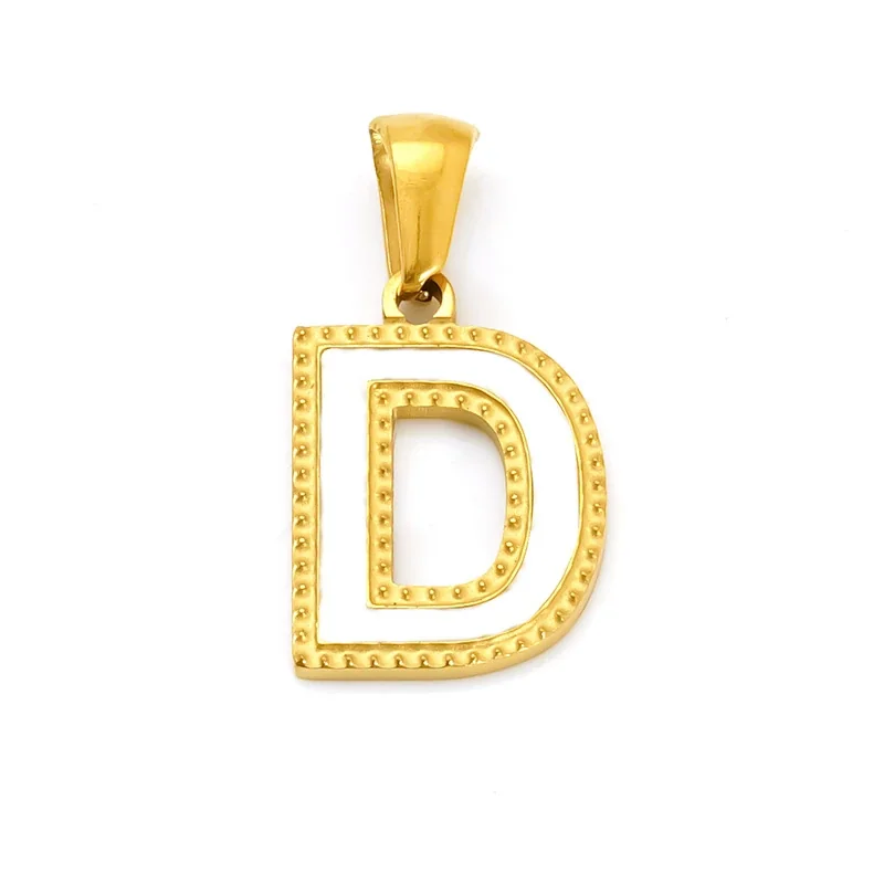 Bold Gold-Plated Stainless Steel Beaded Initial Pendant - Gold D