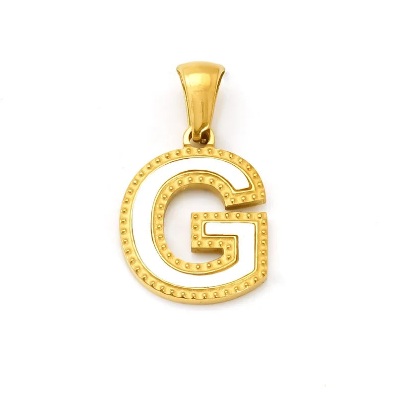 Bold Gold-Plated Stainless Steel Beaded Initial Pendant - Gold G