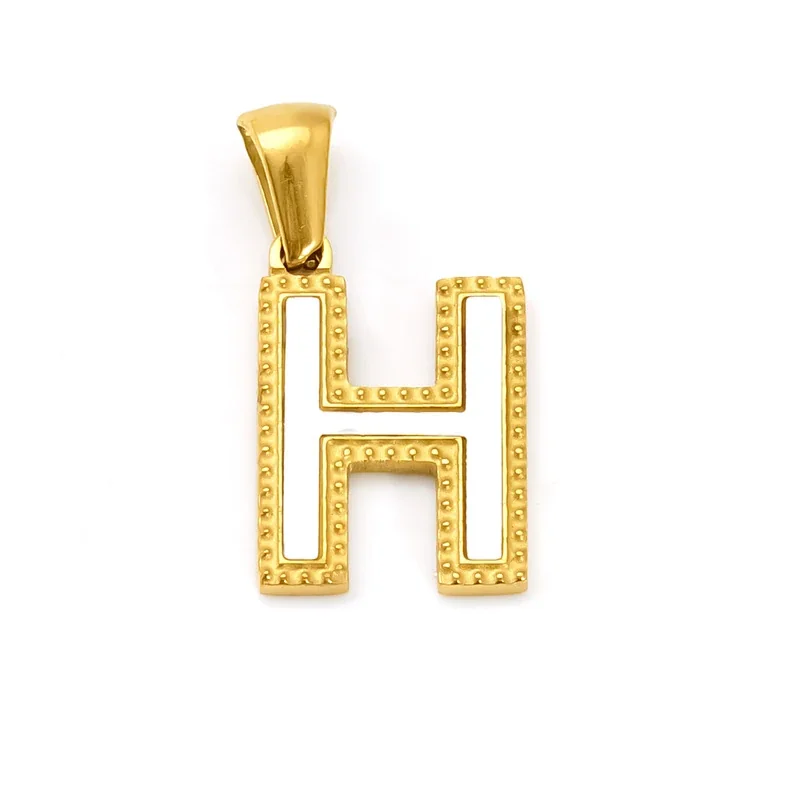 Bold Gold-Plated Stainless Steel Beaded Initial Pendant - Gold H