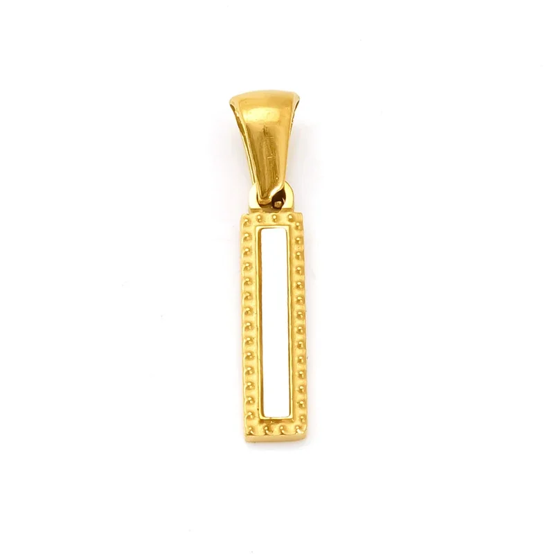 Bold Gold-Plated Stainless Steel Beaded Initial Pendant - Gold I
