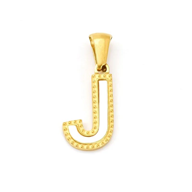 Bold Gold-Plated Stainless Steel Beaded Initial Pendant - Gold J