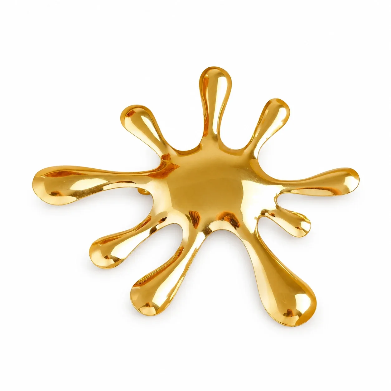 Splash Brooch with 10 Rounded Rays in Gold-Plated Steel - Gold