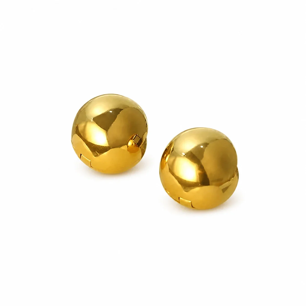Polished Gold-Plated 316 Stainless Steel Ball Hoop Earrings