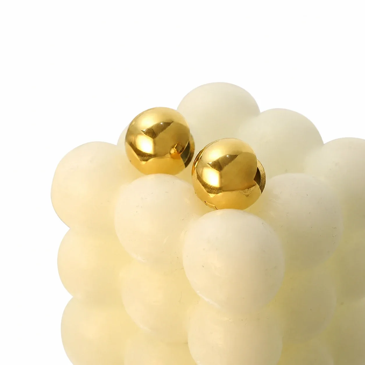 Polished Gold-Plated 316 Stainless Steel Ball Hoop Earrings