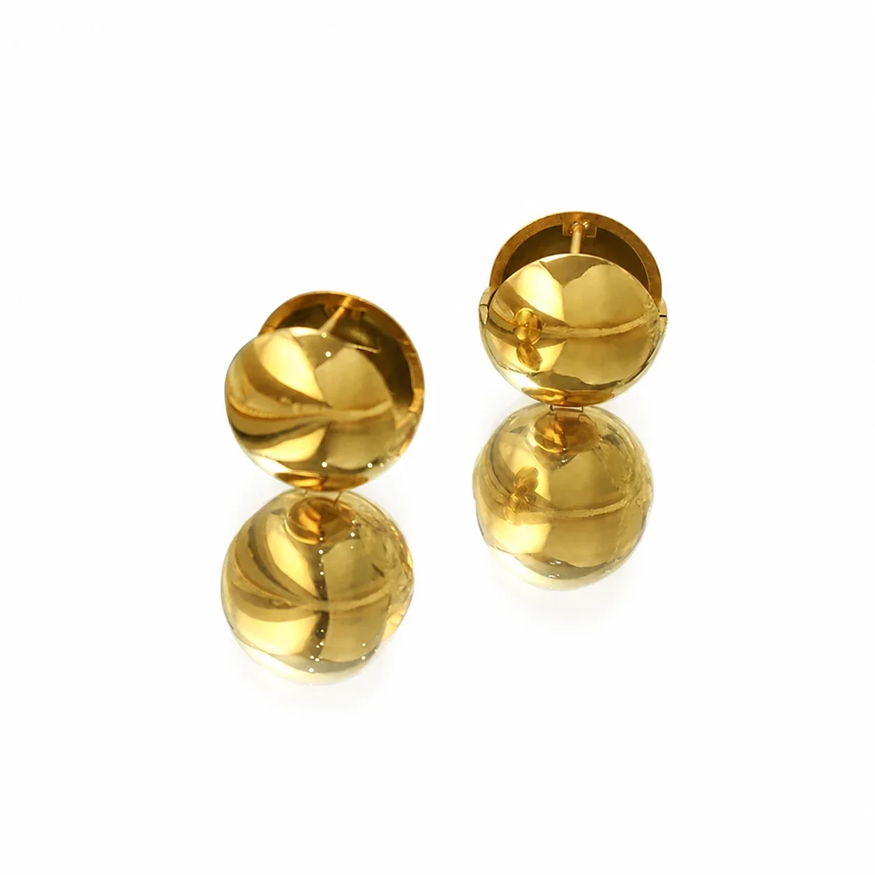 Polished Gold-Plated 316 Stainless Steel Ball Hoop Earrings
