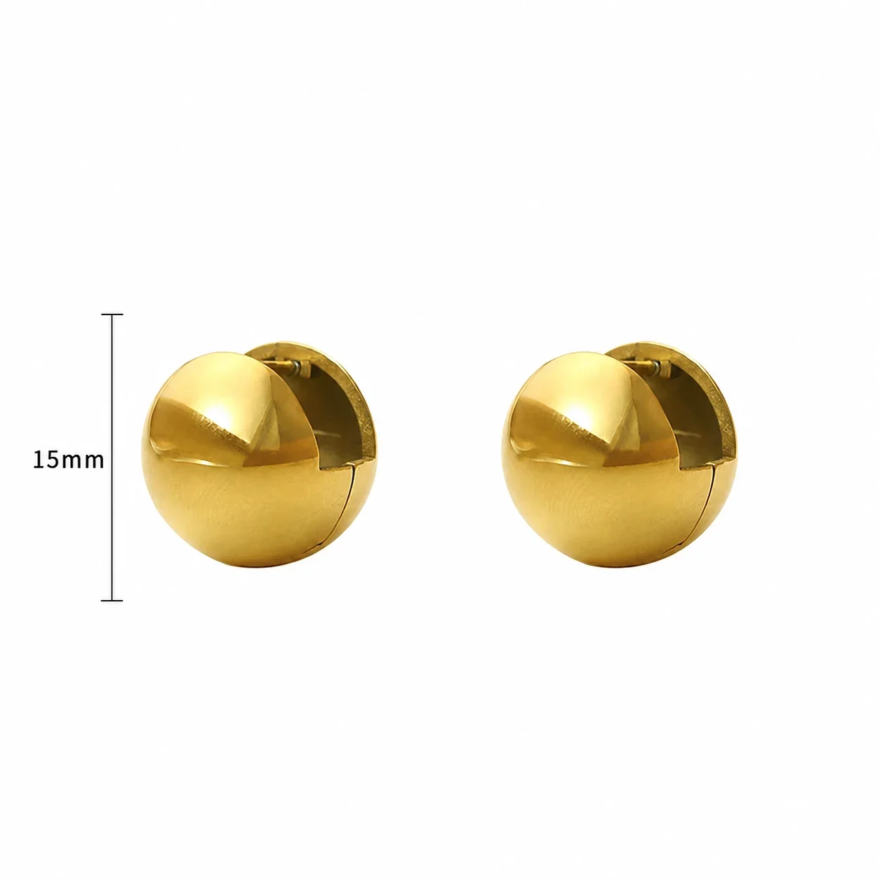 Polished Gold-Plated 316 Stainless Steel Ball Hoop Earrings