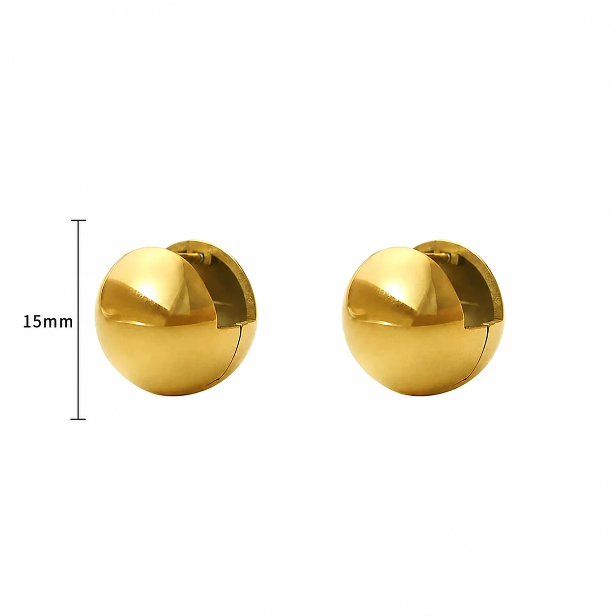 Polished Gold-Plated 316 Stainless Steel Ball Hoop Earrings - Gold