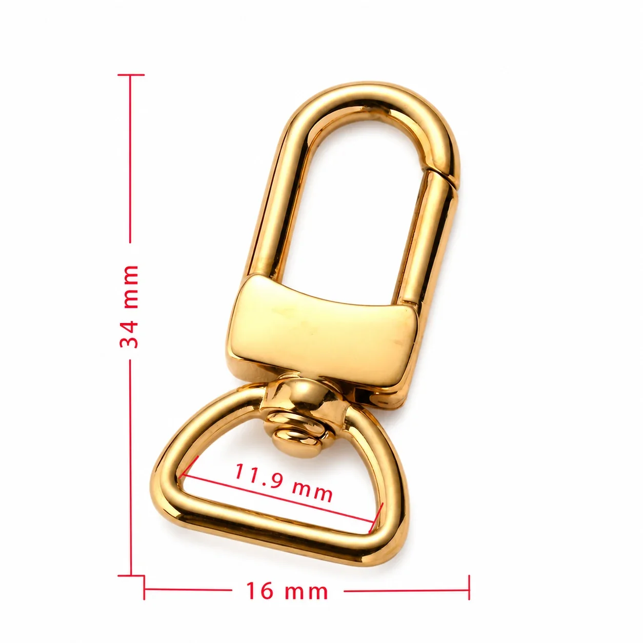 Polished Stainless Steel Swivel Snap Hook Accessory - Gold x x . mm
