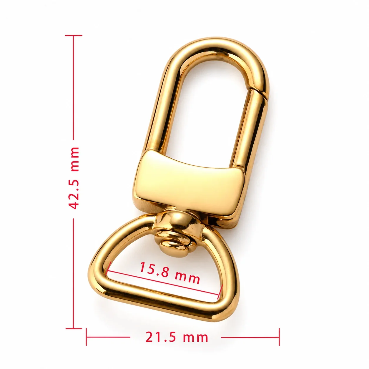 Polished Stainless Steel Swivel Snap Hook Accessory - Gold x . x . mm