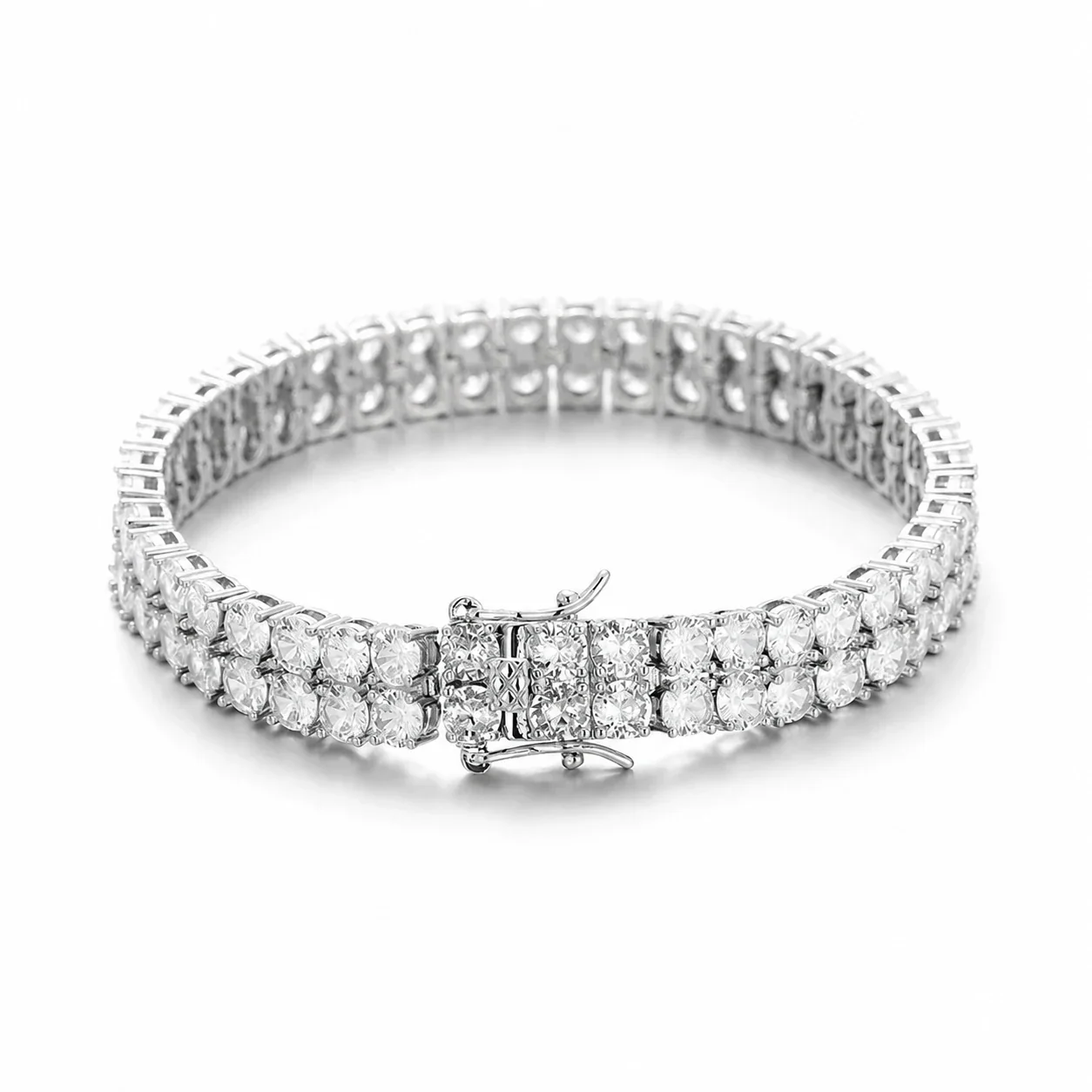 Bold 316 Stainless Steel Double Row CZ Bracelet