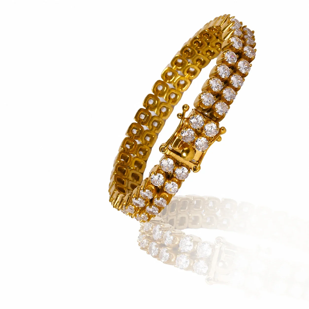 Bold 316 Stainless Steel Double Row CZ Bracelet