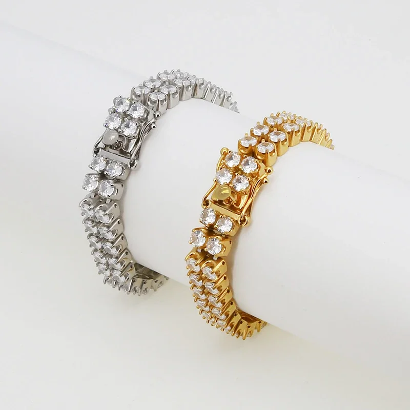 Bold 316 Stainless Steel Double Row CZ Bracelet