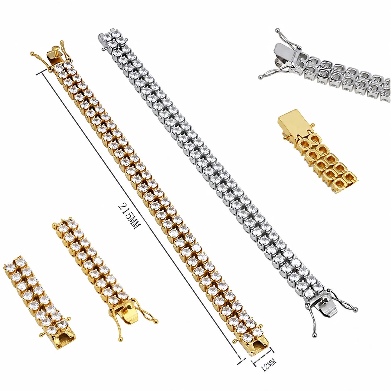 Bold 316 Stainless Steel Double Row CZ Bracelet