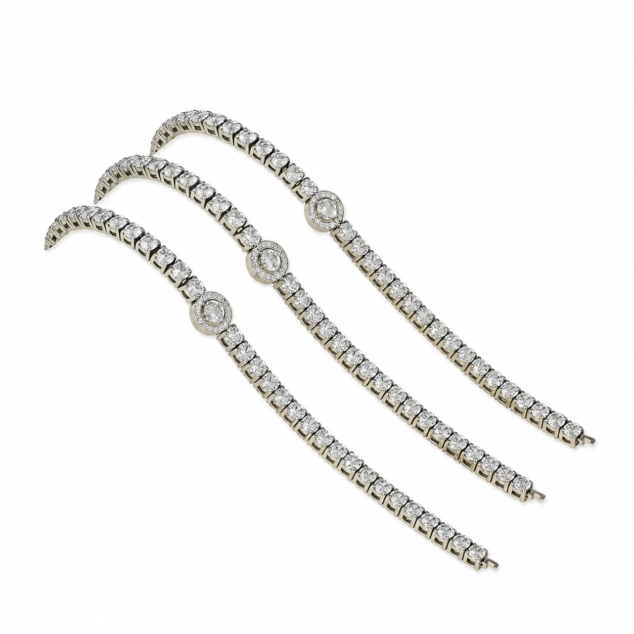 Halo Medallion 316 Stainless Steel CZ Tennis Bracelet