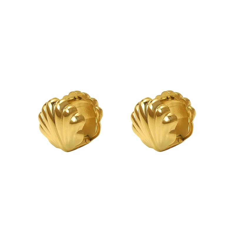 Sculptural Gold-Plated Shell Clip-On Earrings