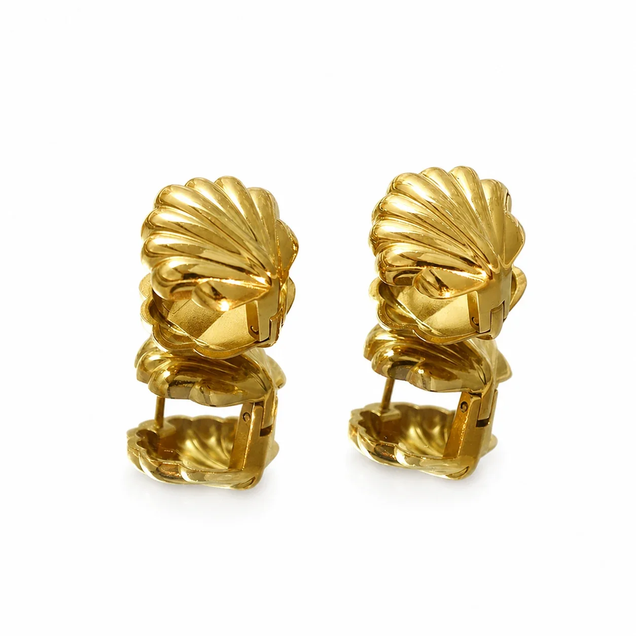 Sculptural Gold-Plated Shell Clip-On Earrings