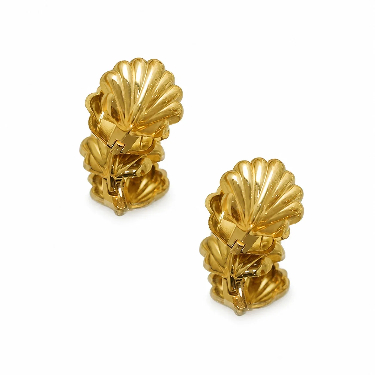 Sculptural Gold-Plated Shell Clip-On Earrings