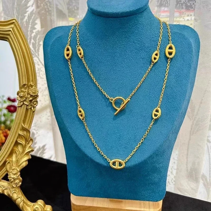Schakelketting met ovale staafmotieven en togglesluiting, roestvrij staal productfoto