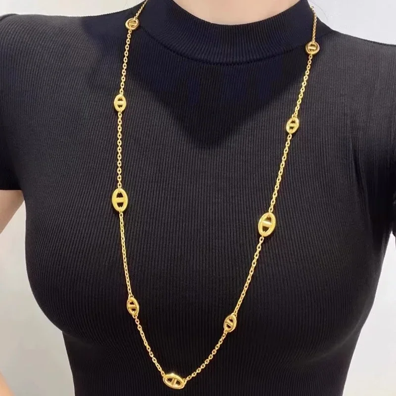 Schakelketting met ovale staafmotieven en togglesluiting, roestvrij staal productfoto