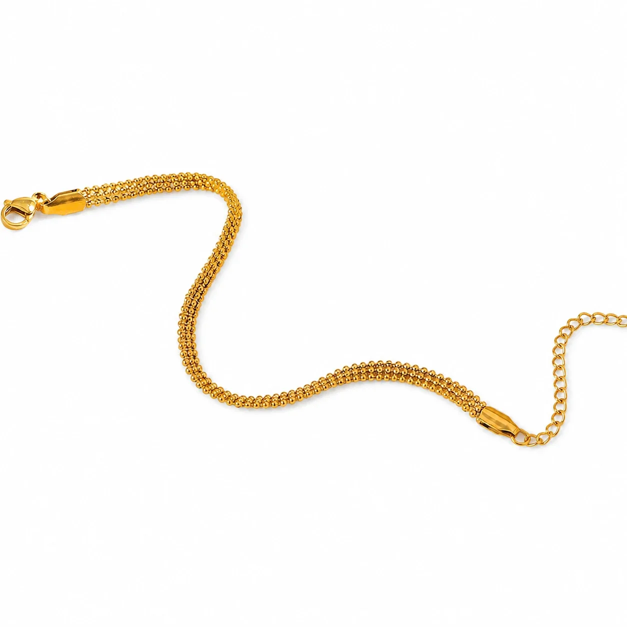 Refined Gold-Plated Bead Mesh Chain Bracelet