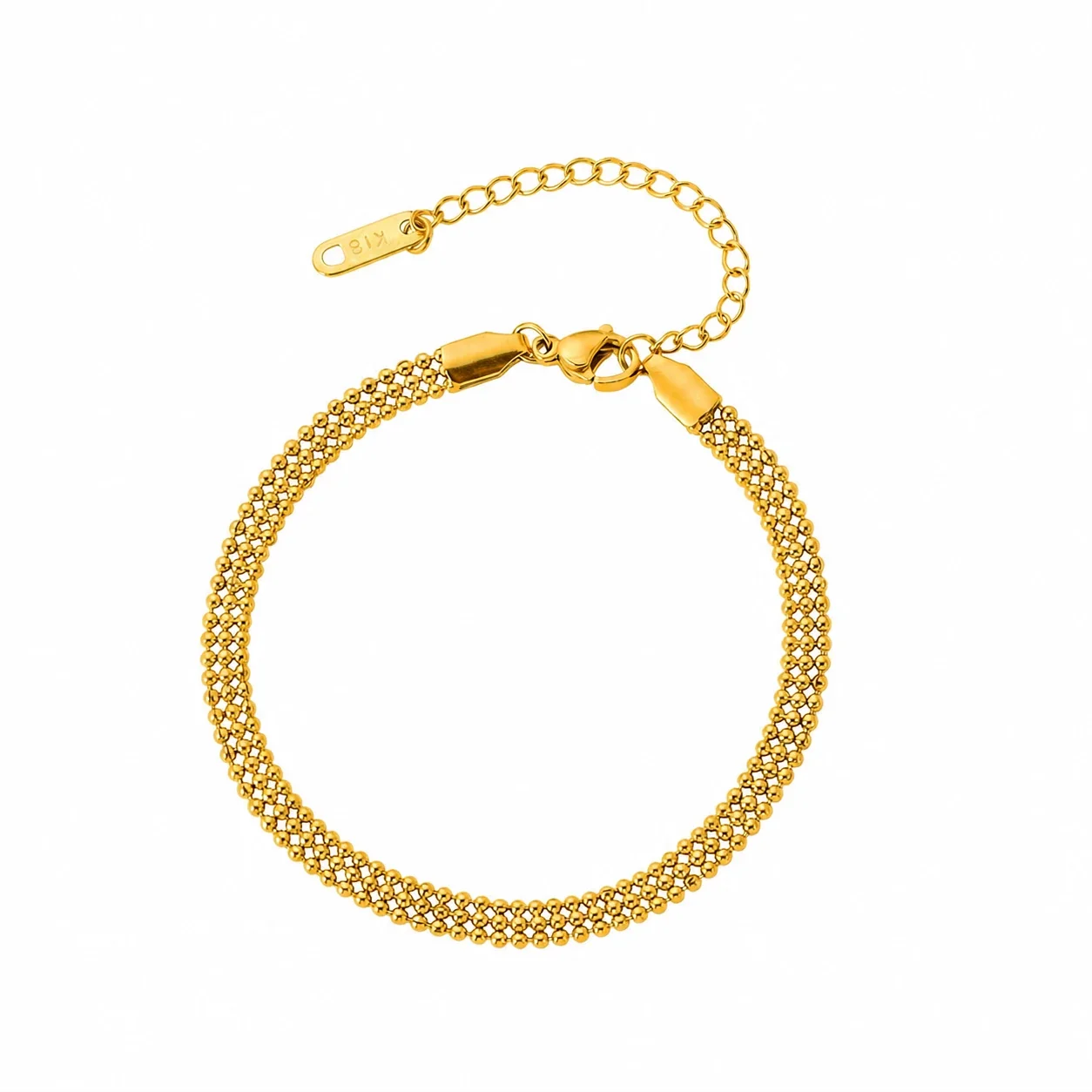 Refined Gold-Plated Bead Mesh Chain Bracelet