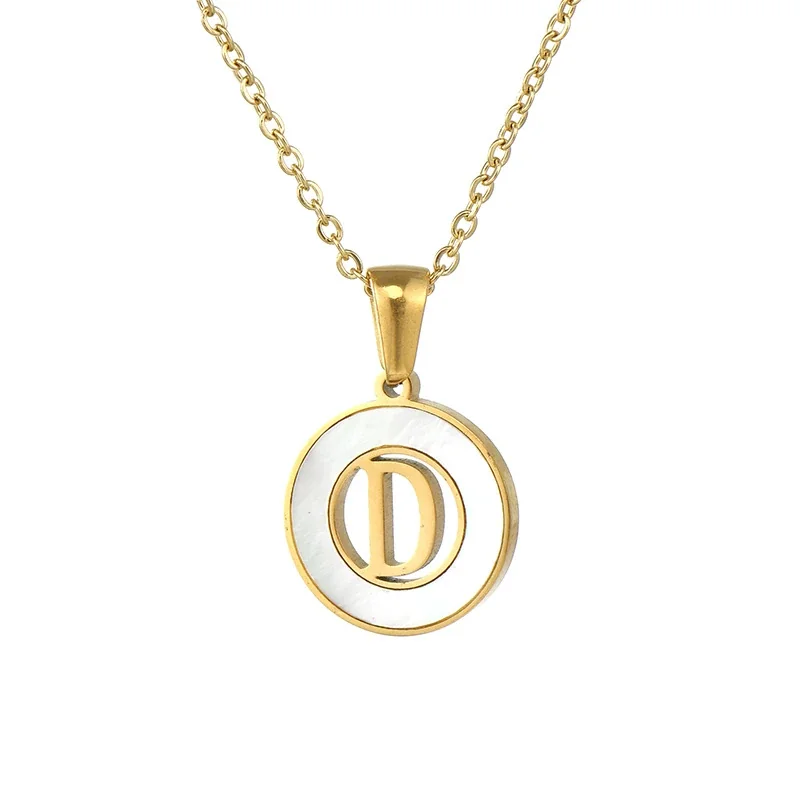 Polished Gold-Plated White Inlay Initial Pendant Necklace - Y