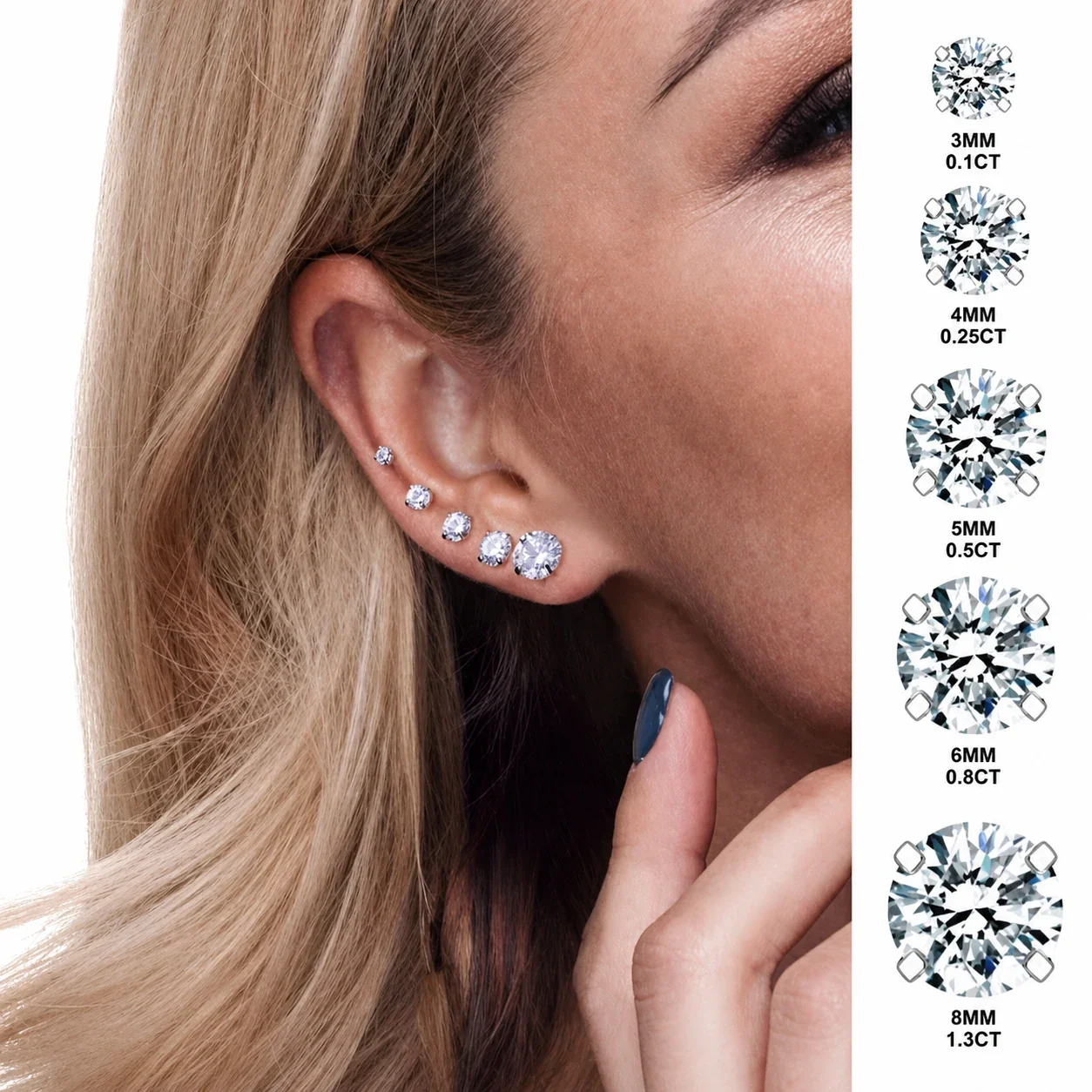 Brilliant 316 Stainless Steel Round CZ Stud Earrings