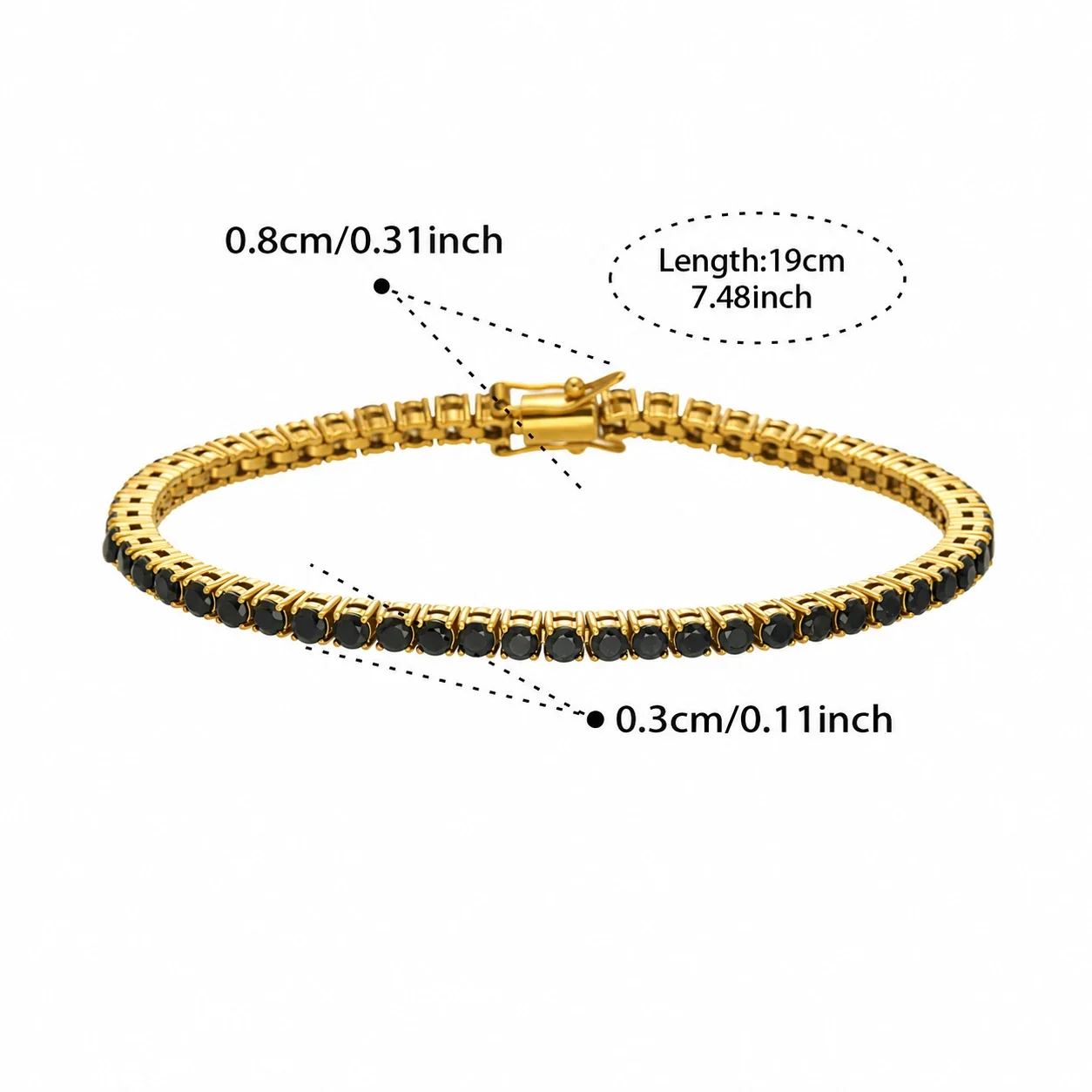 Produktfoto: Tennisarmband mit rundem Zirkonia aus Edelstahl 316