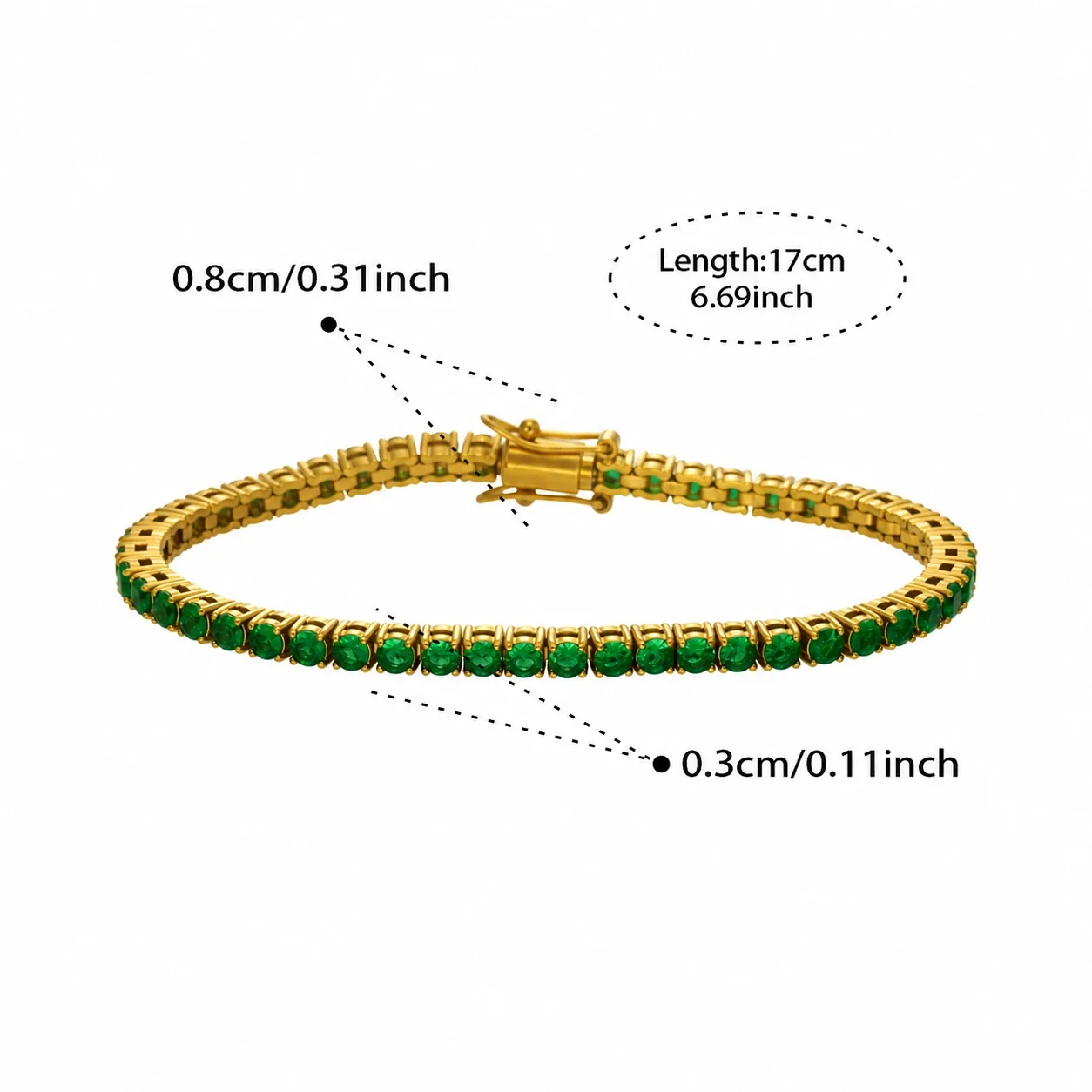 Produktfoto: Tennisarmband mit rundem Zirkonia aus Edelstahl 316