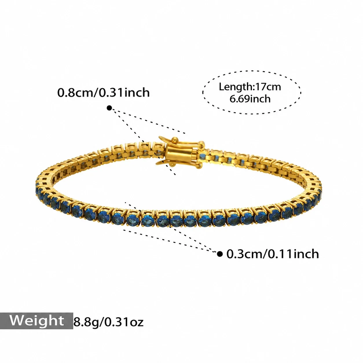 Produktfoto: Tennisarmband mit rundem Zirkonia aus Edelstahl 316