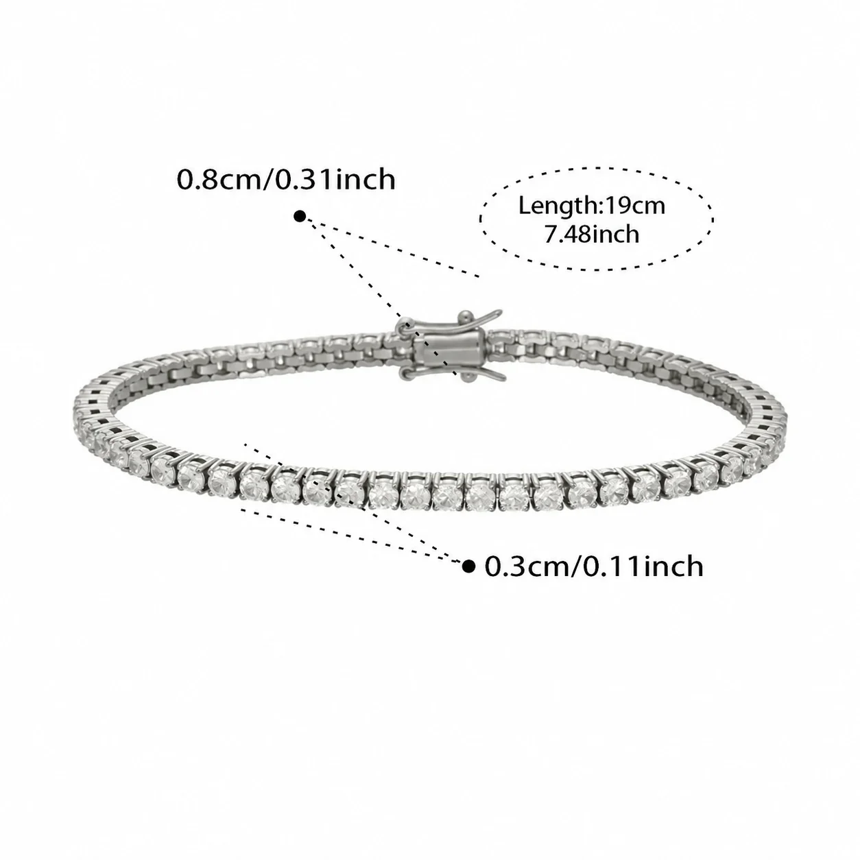 Produktfoto: Tennisarmband mit rundem Zirkonia aus Edelstahl 316