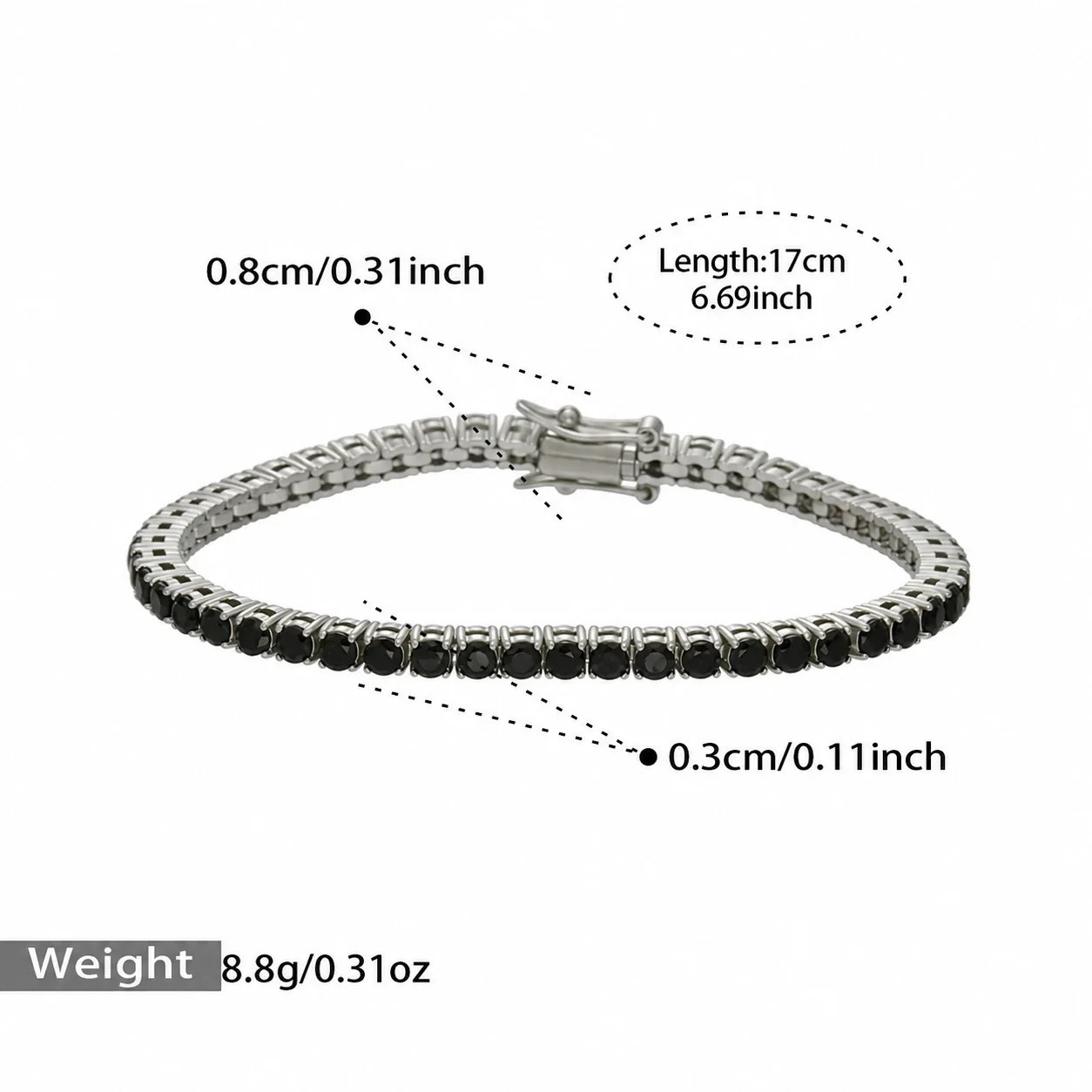 Produktfoto: Tennisarmband mit rundem Zirkonia aus Edelstahl 316