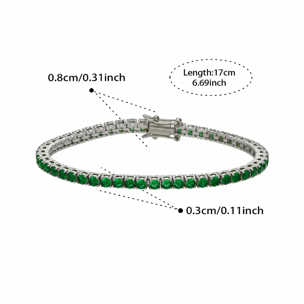 Produktfoto: Tennisarmband mit rundem Zirkonia aus Edelstahl 316